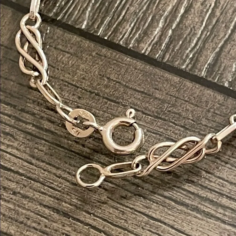 Vintage Style Sterling Silver Celtic Chain Bracelet 7 3/8” approx
